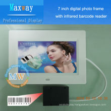 nice 7 inch digital frame slim with infrared barcode reader